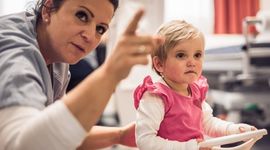 Butterfly child with nurse at the outpatient clinic