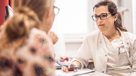 Patient consultation at the EB outpatient clinic