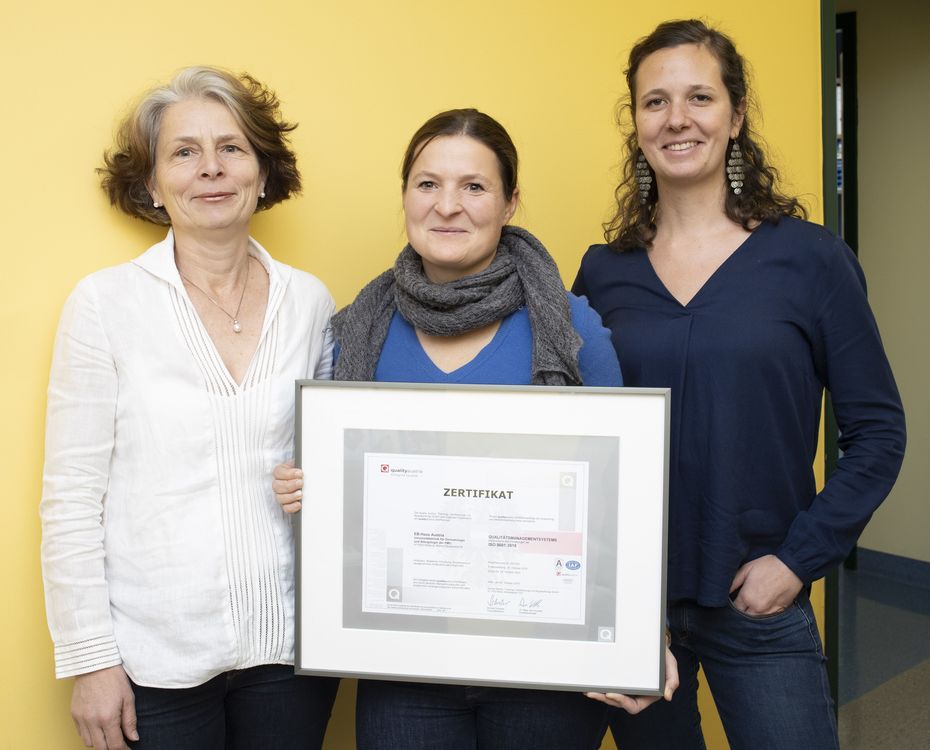 Das EB-Haus Austria ist nun ISO 9001 zertifiziert (c) R. Hametner Das EB-Haus Austria ist nun ISO 9001 zertifiziert